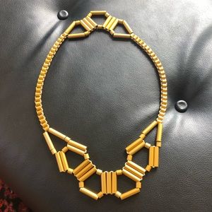Gold beaded geometric necklace